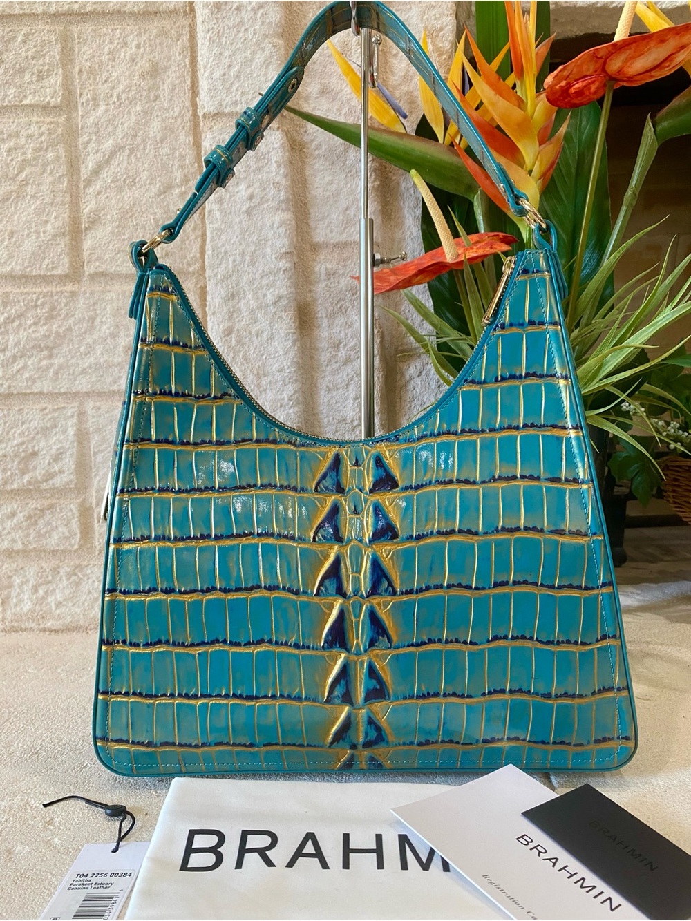 ☀️ 🌴🦜HTF PARAKEET ESTUARY BRAHMIN TABITHA SHOULDER BAG - Picture 2 of 12